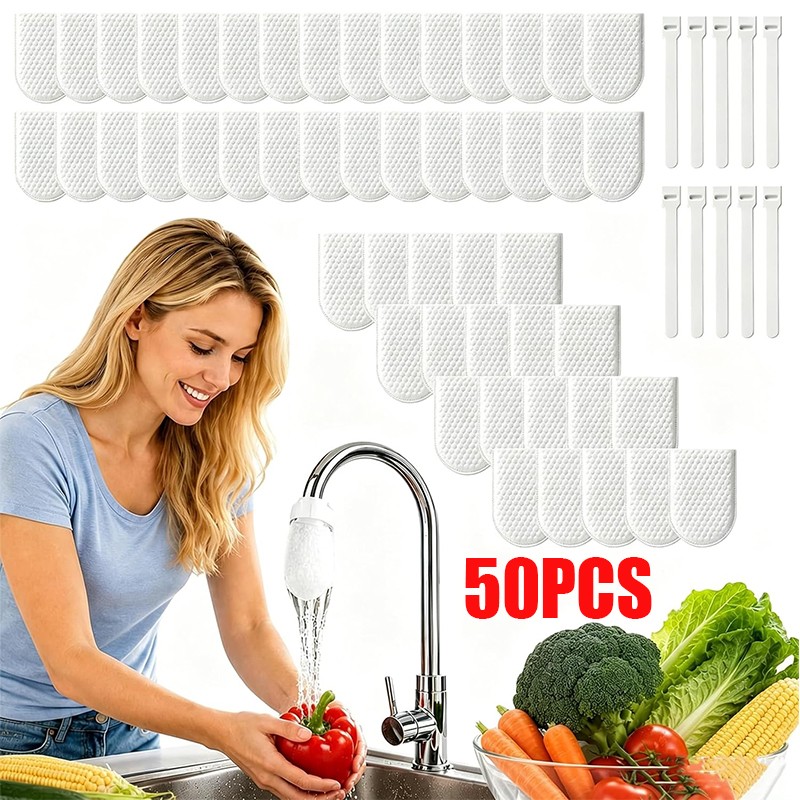 50Pcs Faucet Filter Cotton Bags,Anti-Splash Water,Remove Limescale Sand Rust
