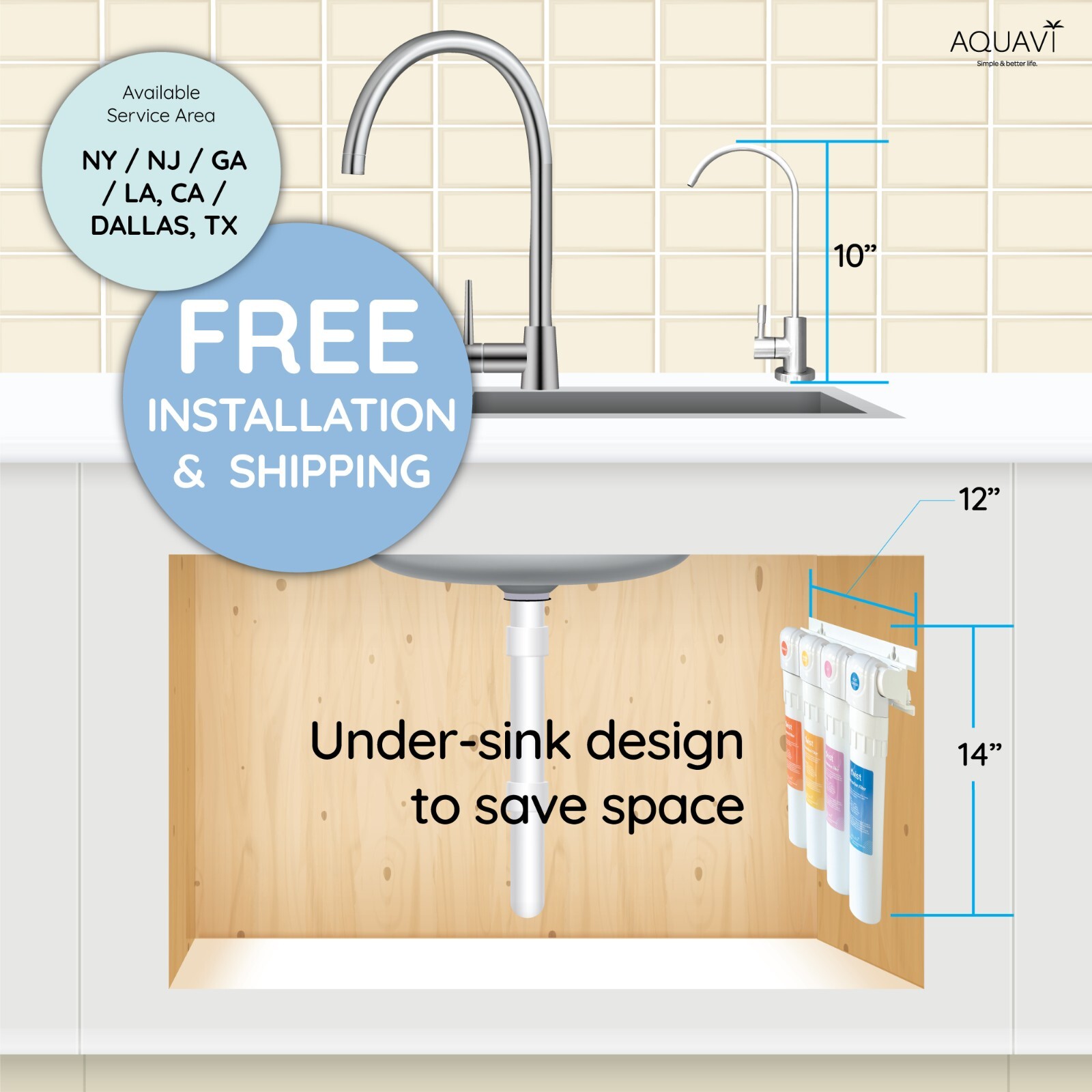 AQUAVI Twist 4Stage Ultra-Filtration Alkaline Under-Sink Water Filtration System
