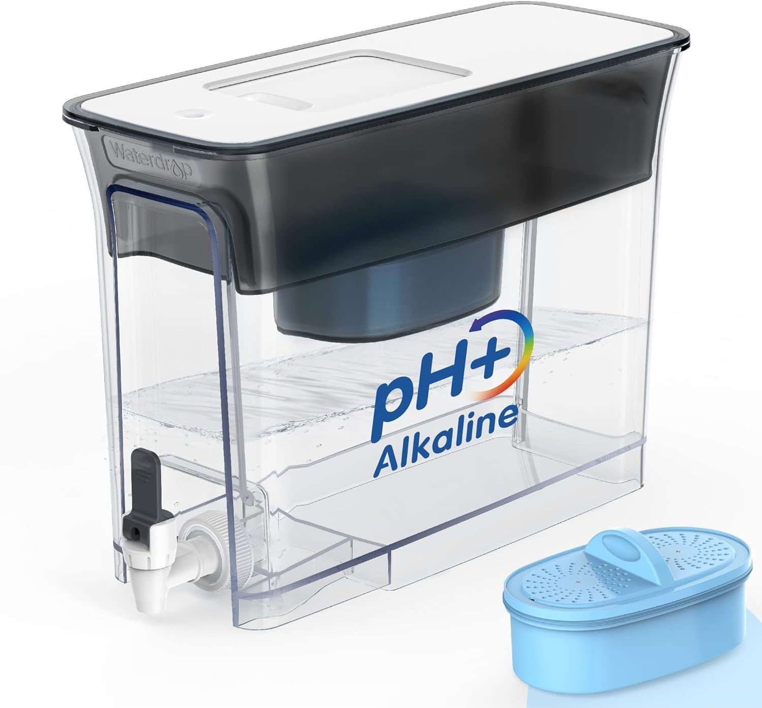 Healthy Alkaline Water Filter, 35-Cup Dispenser – Long Lifespan, BPA-Free, Black