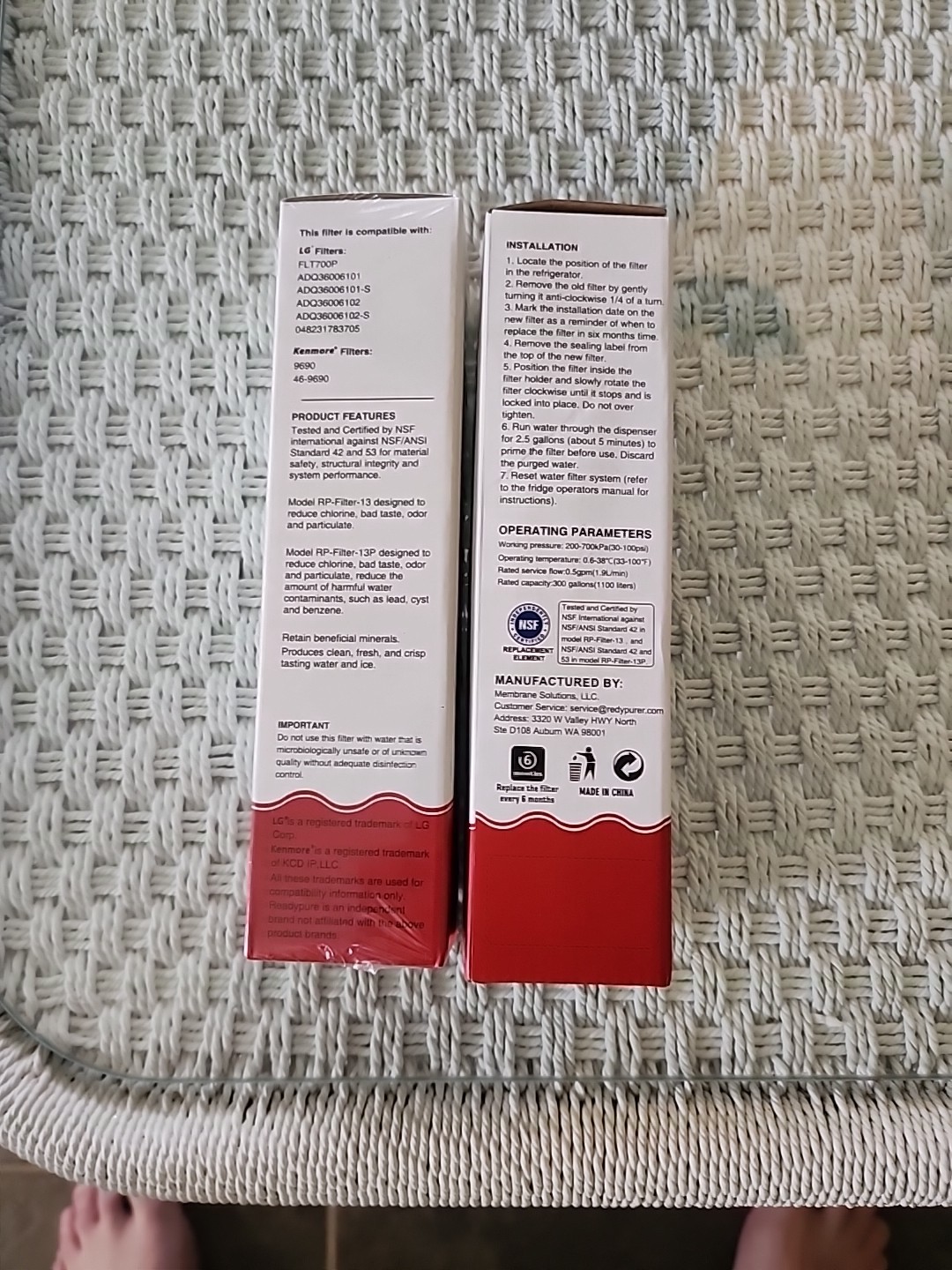 2 Pack Redypure Refrigerator Water Filter Replacement For LG FLT700P,ADQ36006101