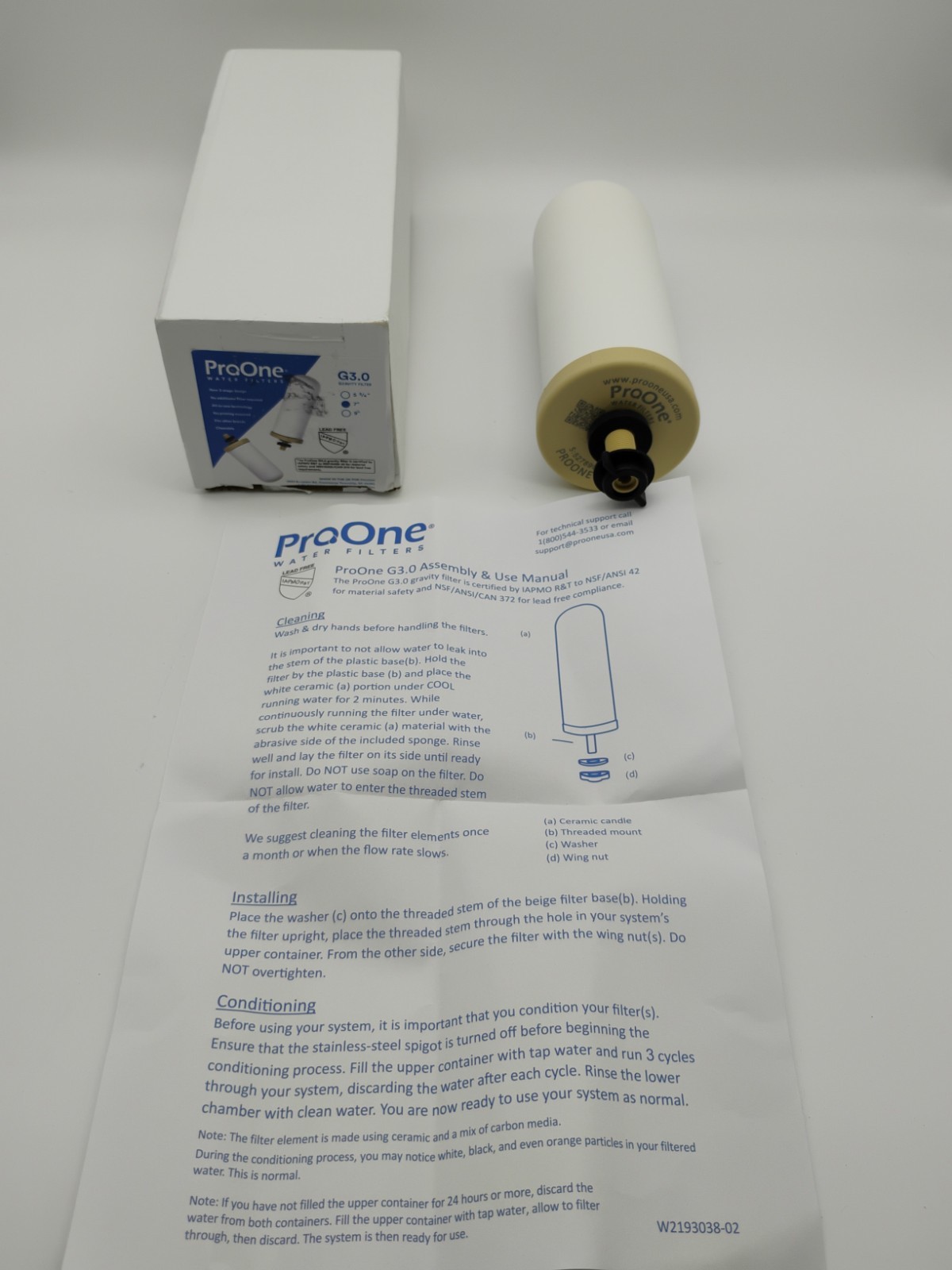 ProOne G3.0 7 Inch Ceramic Gravity Countertop Water Filter 3-Stage All-In-One