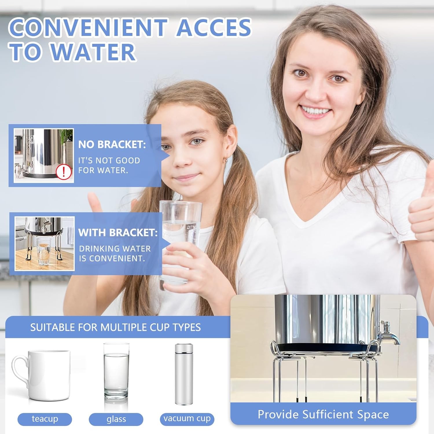 Water Filter Stand 6″ Tall by 9″ Wide CompatibleCountertop Stainless Steel Stand