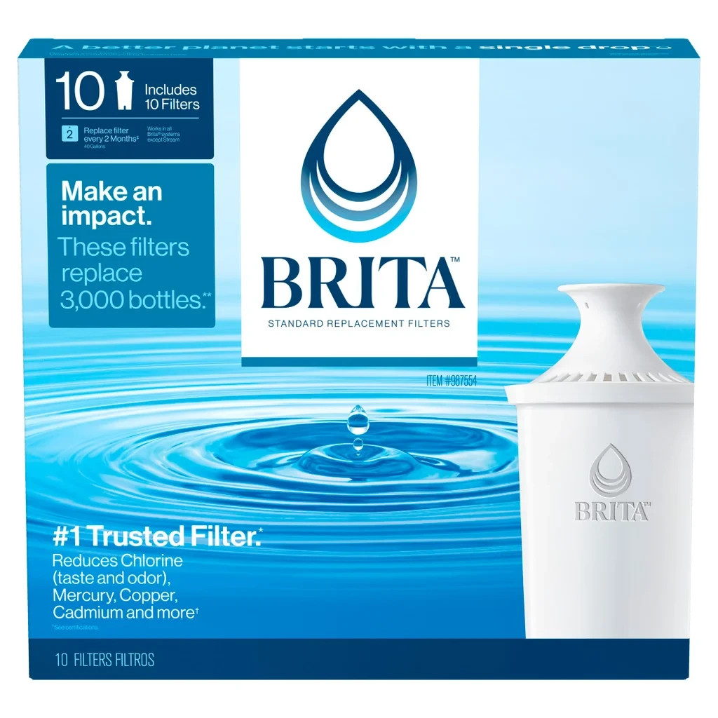 Brita Replacement Water Filters 10-Pack BPA Free Pitcher Filter Cartridges