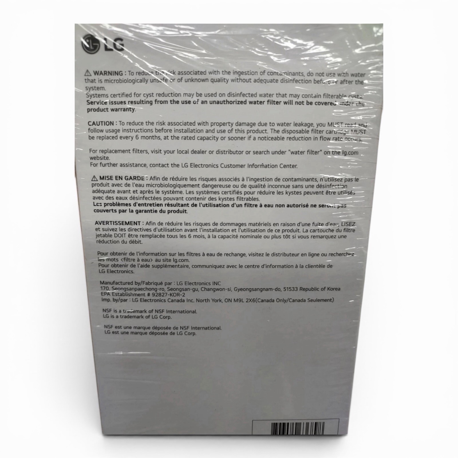2Pk LG Refrigerator Water Filter LT1000P2 Replacement Cartridge Genuine OEM