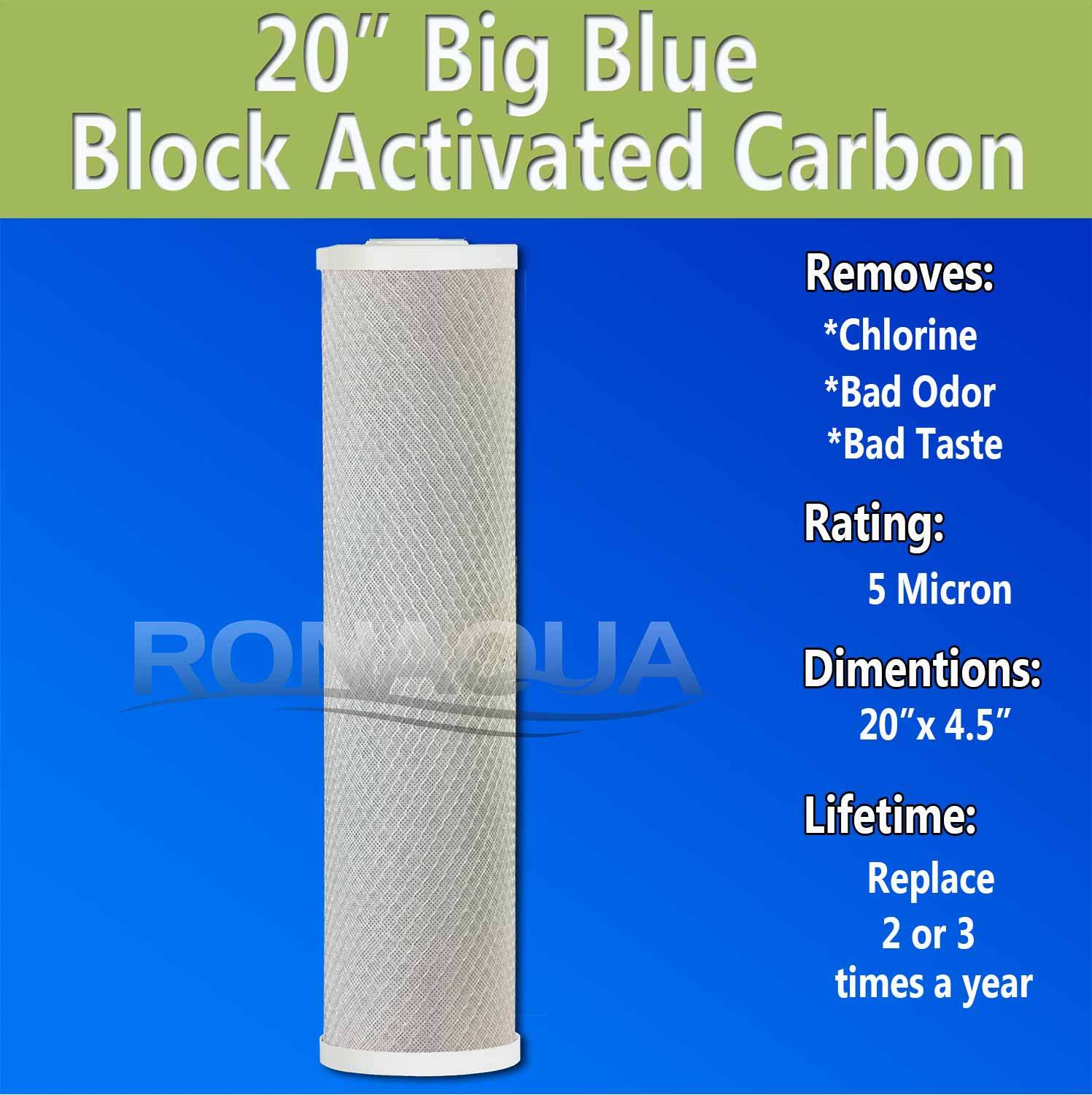 Big Blue CTO Carbon Block & 2 Sediment Water Filters 4.5″ x 20″ Cartridges Set