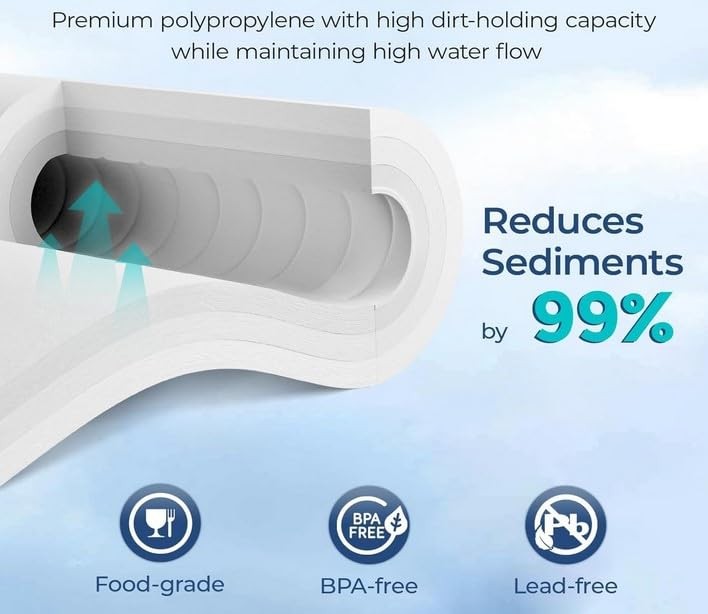 SUPERIOR 5 Micron 10″x4.5″ Big Blue Sediment Water Filter Cartridge Whole House