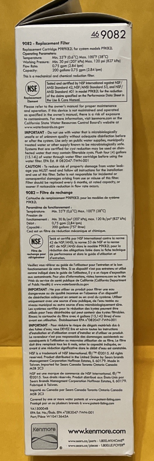 3 Pack Kenmore 9082 469082 Refrigerator Water Filter New Sealed 46-9082