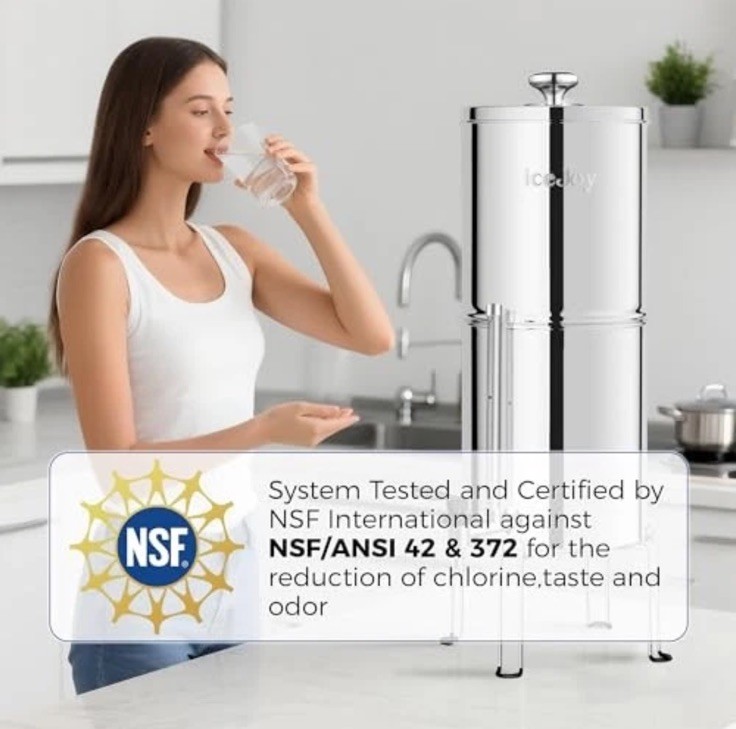 Ultra-Filtration Gravity Water Filter System, Stainless 2.25G Carbon Block