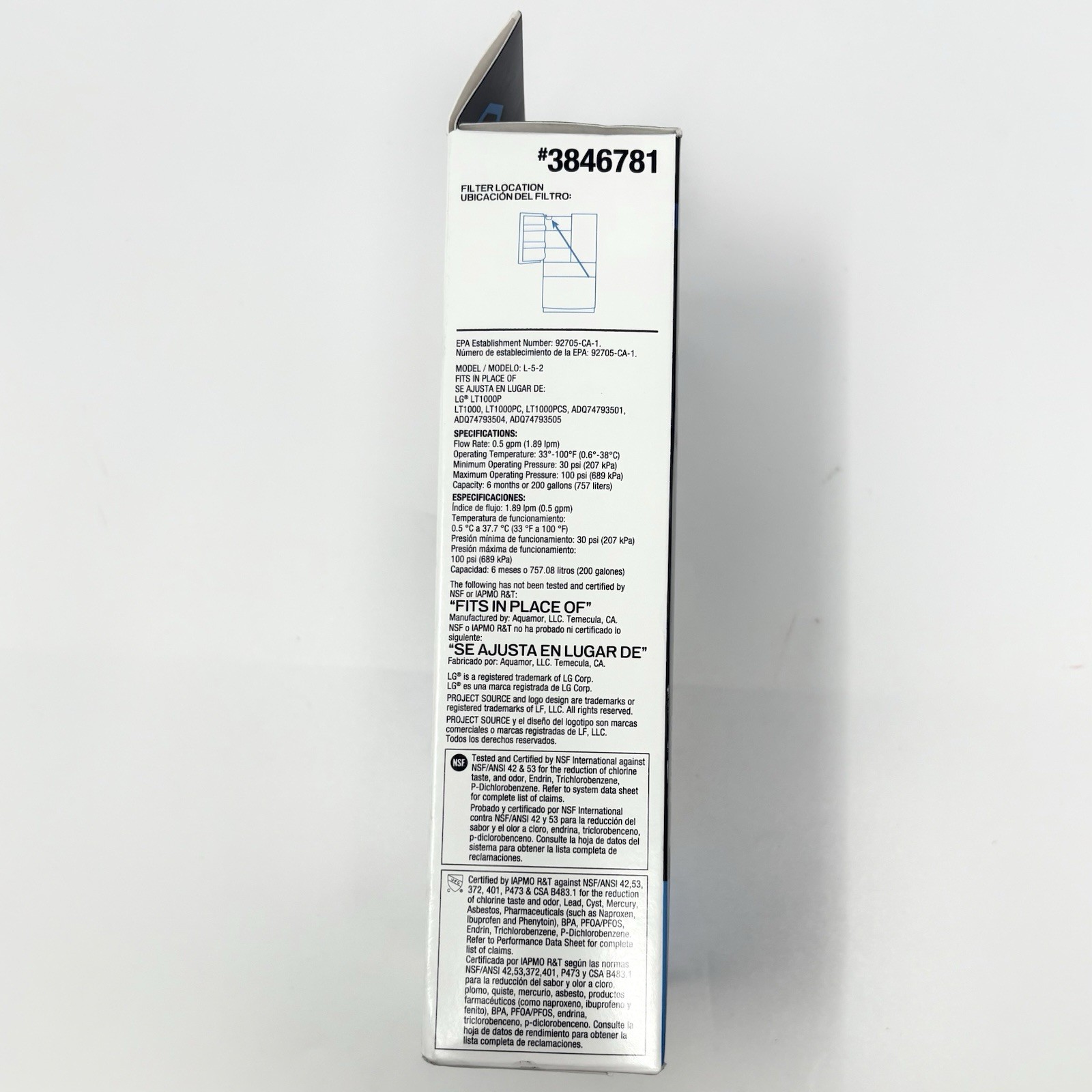 Project Source Refrigerator Water Filter L-5-2 Fits LG LT1000P 2-Pack 3846781