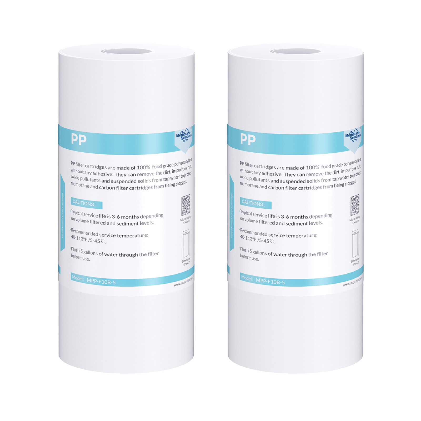 2 Pack 5 Micron 10″x4.5″ Sediment Water Filter Whole House for Big Blue Housings