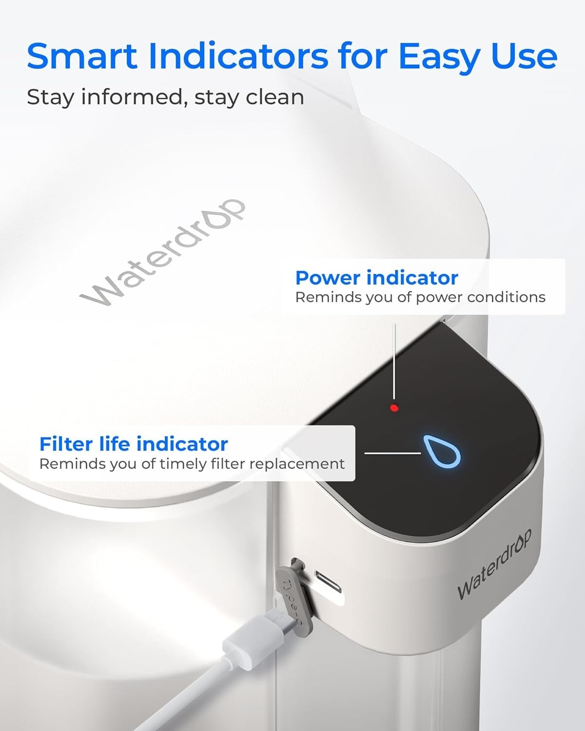 Waterdrop Rechargeable Water Filter Dispenser, 200-Gallon Water Pitcher (1+1pc)