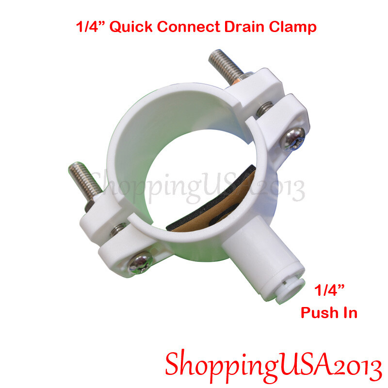 2 Drain Clamp 1/4″ Quick Connect Push In Water Filter RO Reverse Osmosis System