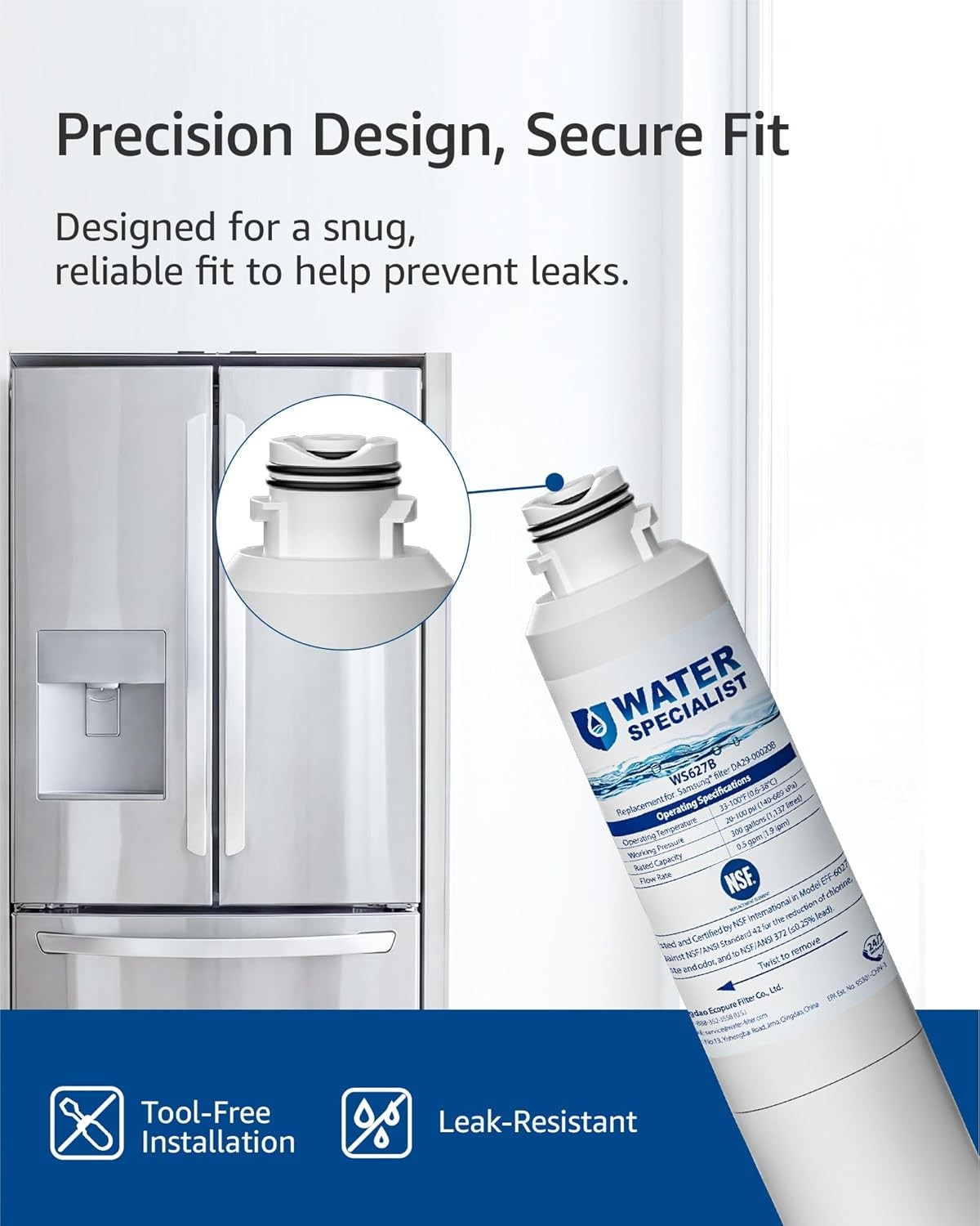Waterspecialist replacement for Samsung DA29-00020B Refrigerator Water Filter,3P