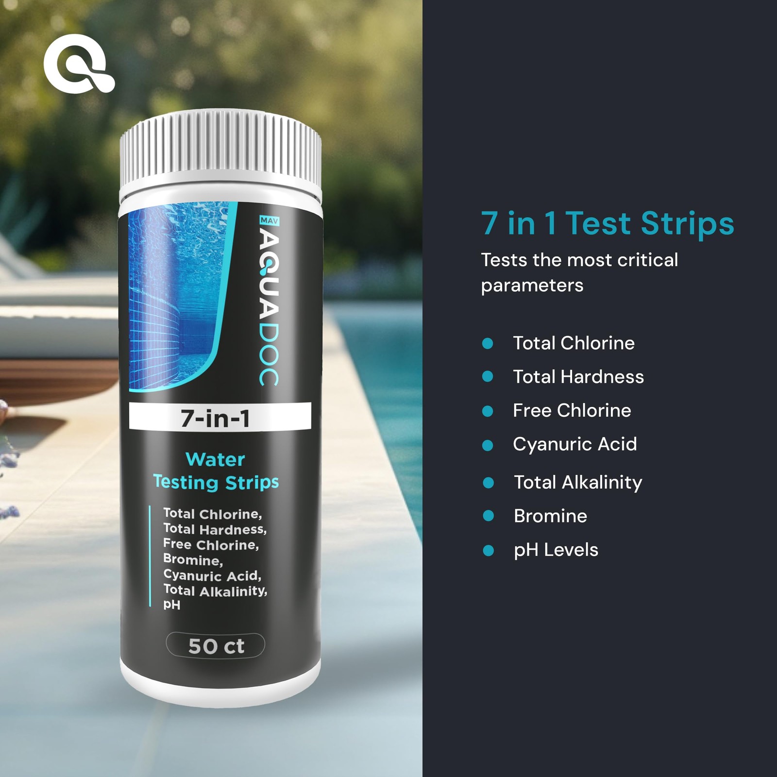 AquaDoc 7-in-1 Spa & Hot Tub Test Strips – 50 Pool for pH,…