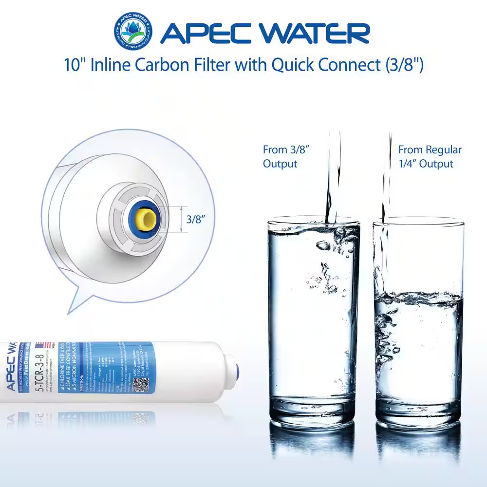 Ultimate 10 In. Inline Carbon Filter with 3/8 In. Quick Connect