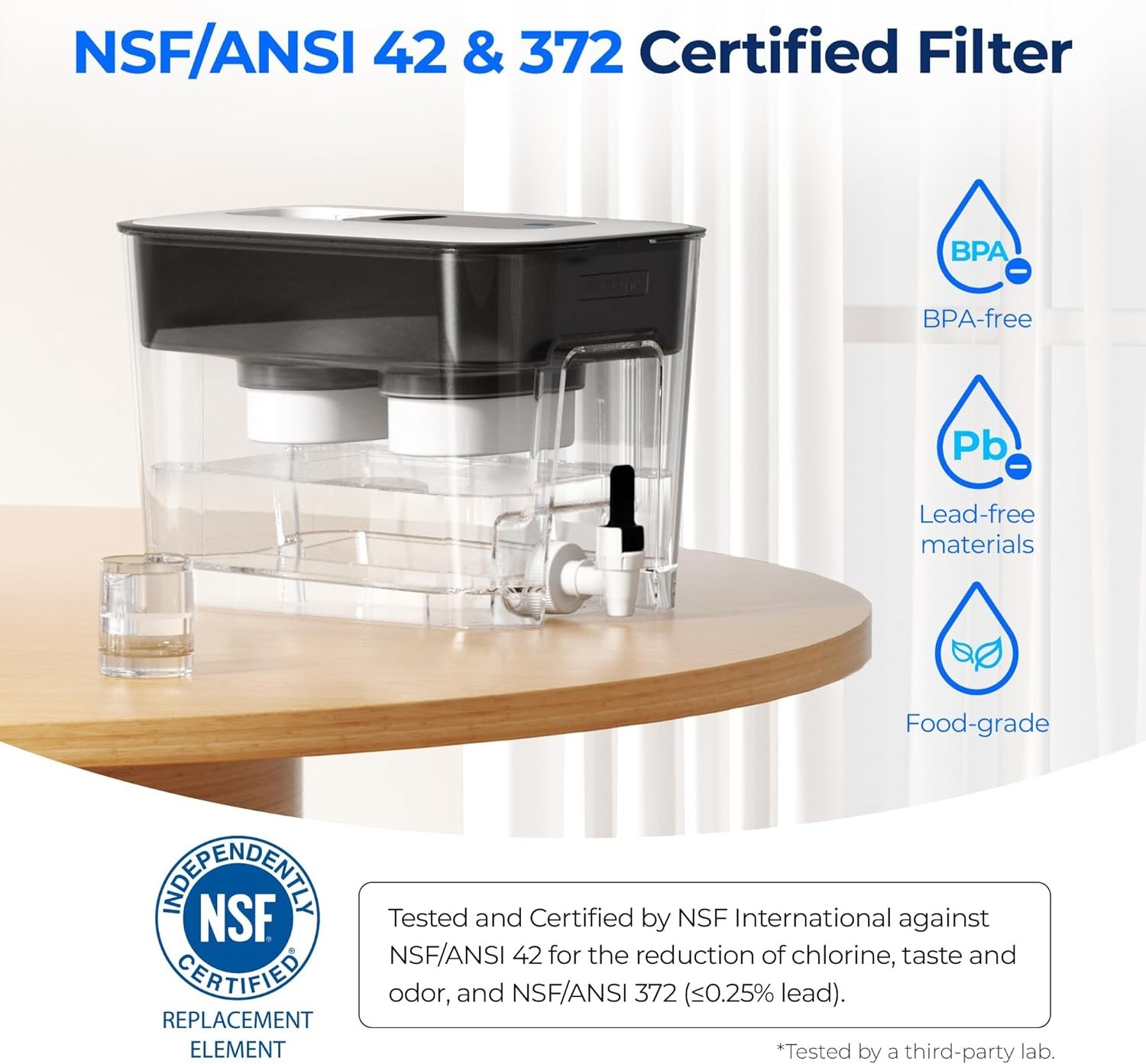 Innovative 40-Cup Water Purifier with 2 Built-In Filters – 400 Gallon Lifespan