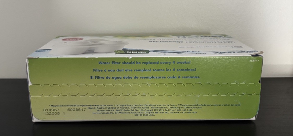 Norwex Water Filtration System Refills 2 Pack BPA-Free Magnesium Mineralized H2O