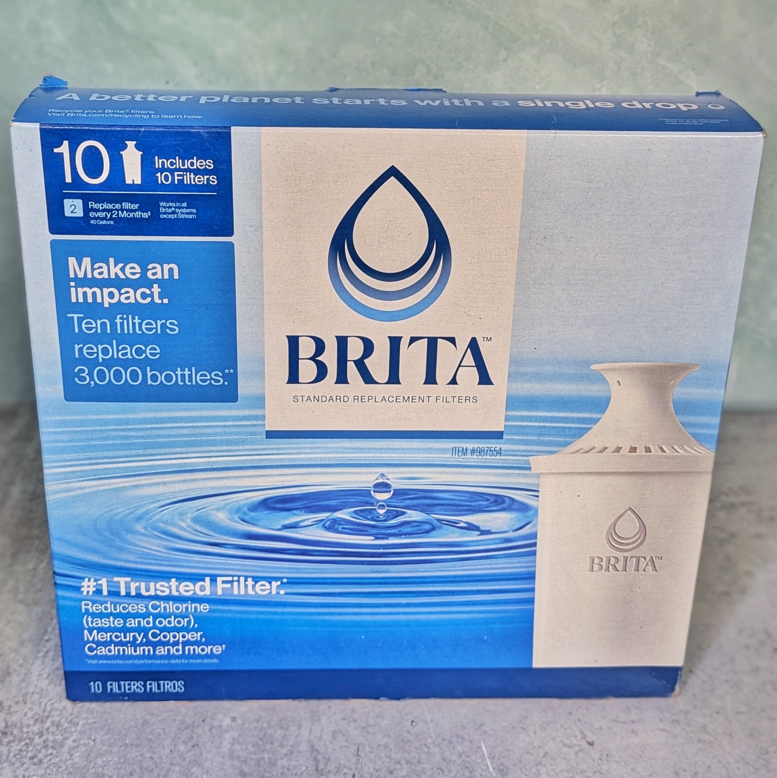 Brita 987554 Pitcher Standard Replacement Water Filters 10 Pack NEW SEALED
