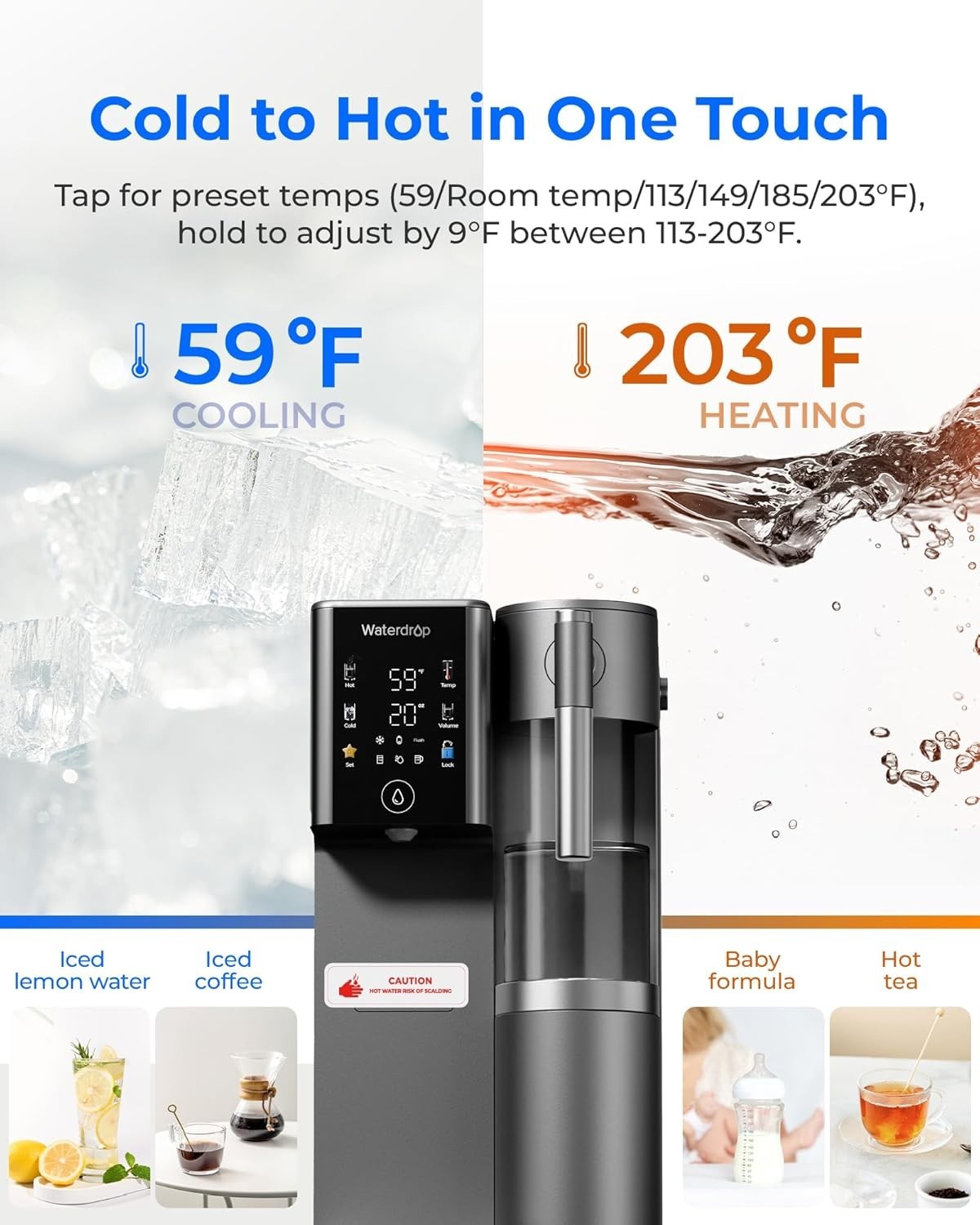 Waterdrop A2G Mineral Countertop Reverse Osmosis System, Hot and Cold RO System