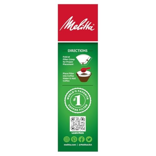 Melitta #4 Cone Coffee Filters, White, 100 Count (Pack Of 6), 6-Pack, White