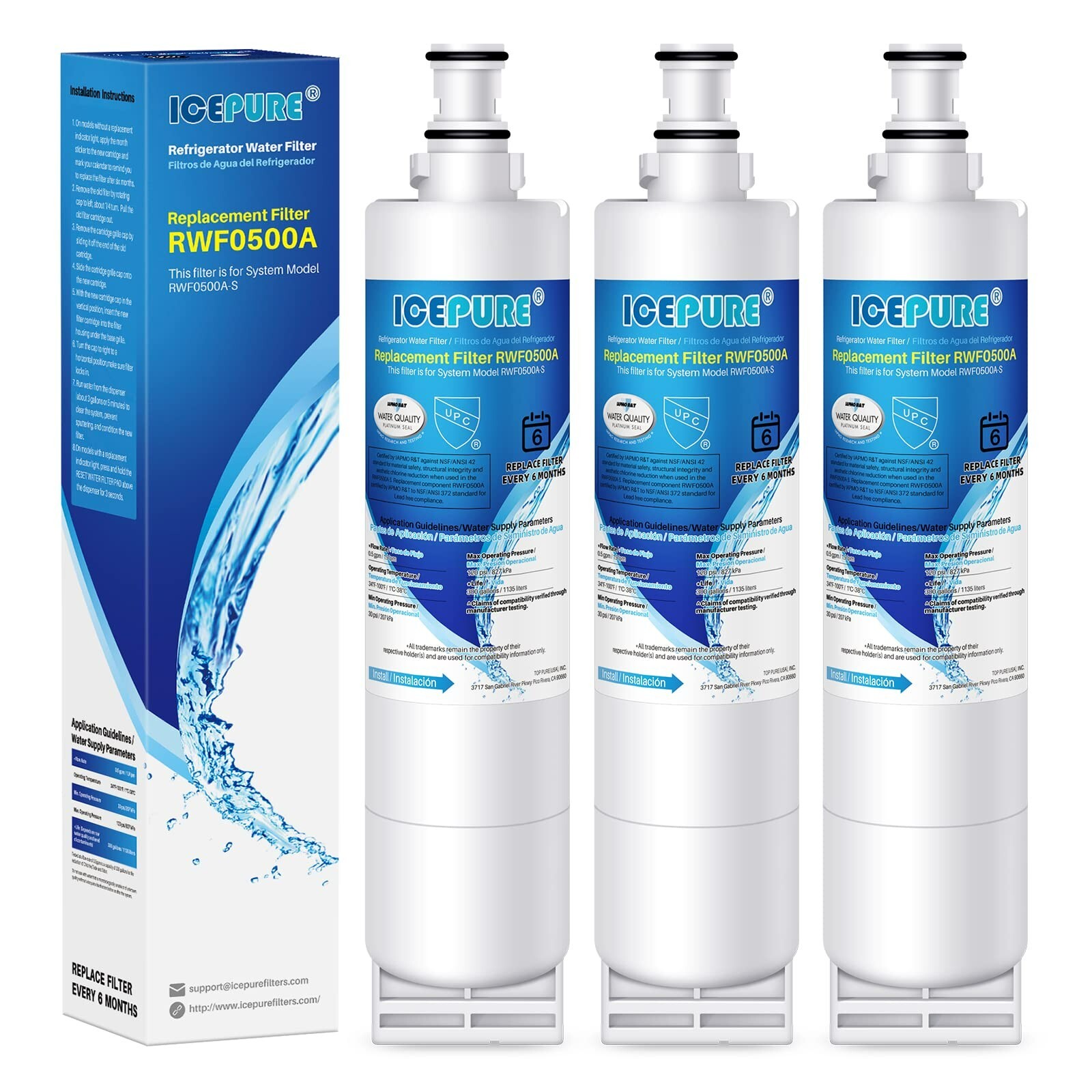 ICEPURE 4396508 Refrigerator Water Filter Replacement for 4396510, NL300
