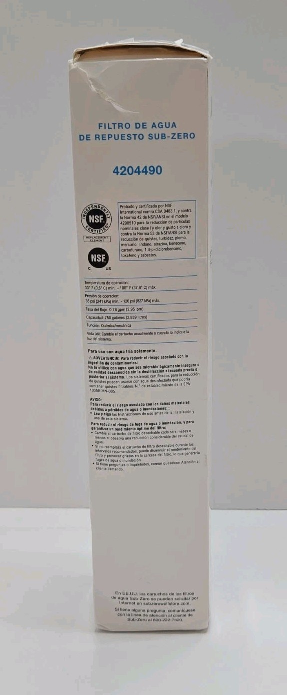 Sub-Zero 4204490 Water Filter Replacement Cartridge NEW Discontinued