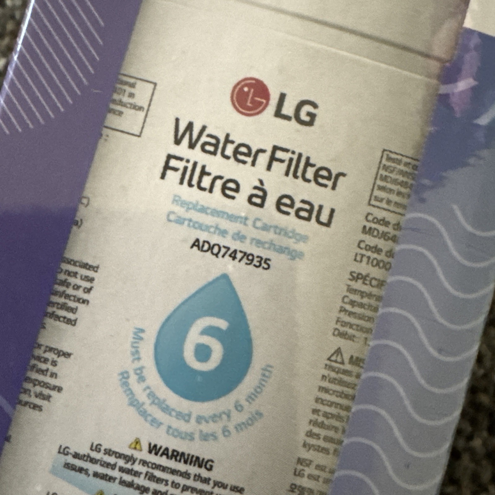 LG OEM LT1000P Fit LG LT1000P ADQ747935, Refrigerator Water Filter