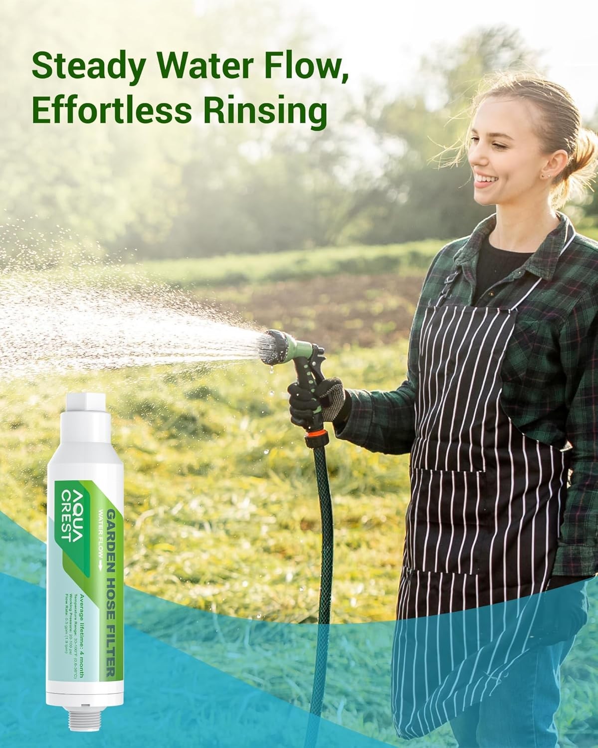 AQUA CREST Garden Hose Water Filter, for Organic Gardening, Farming and Pets(4)