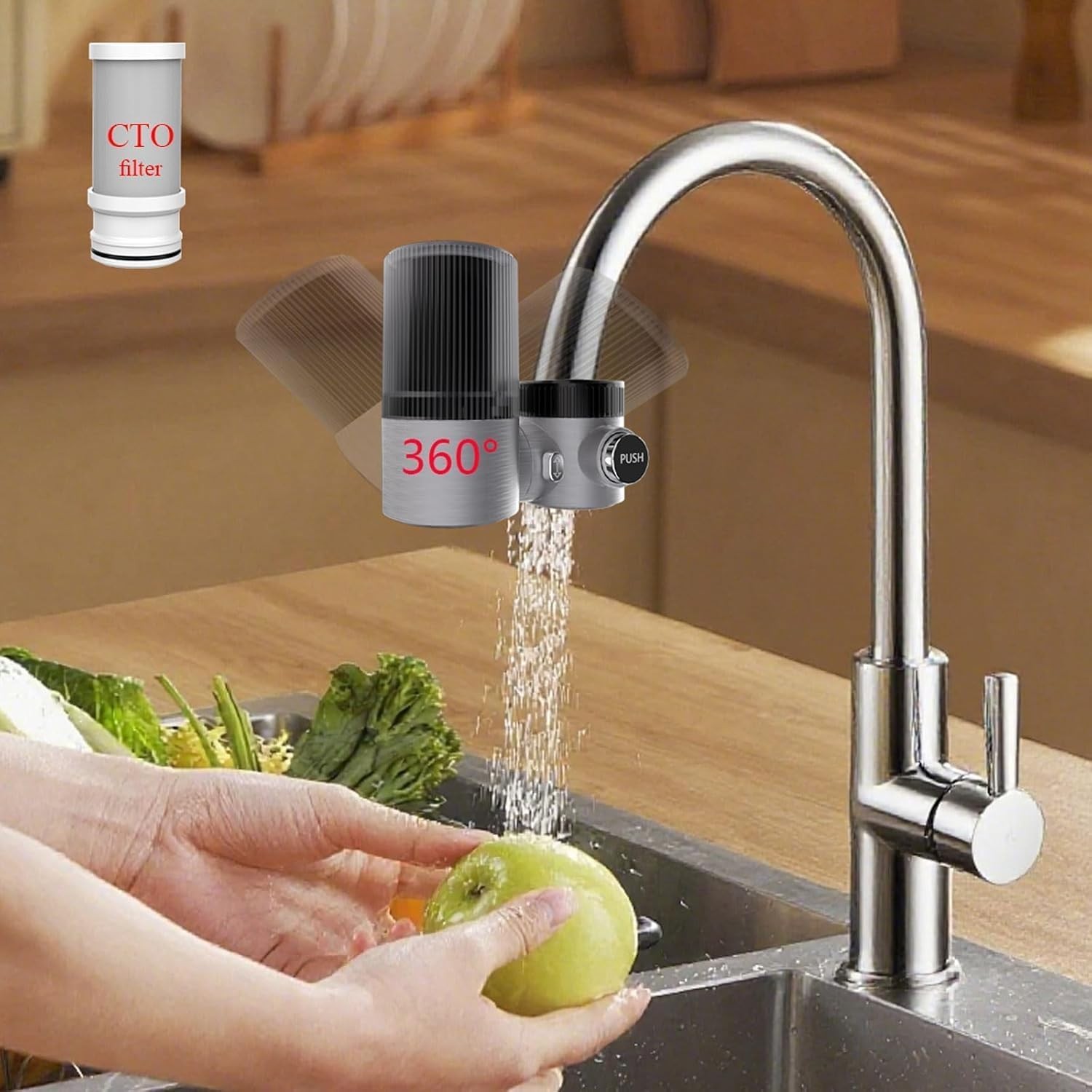 Advanced Water Purifier for Sink,360° Rotary 400 Gallons Faucet Water Filter …