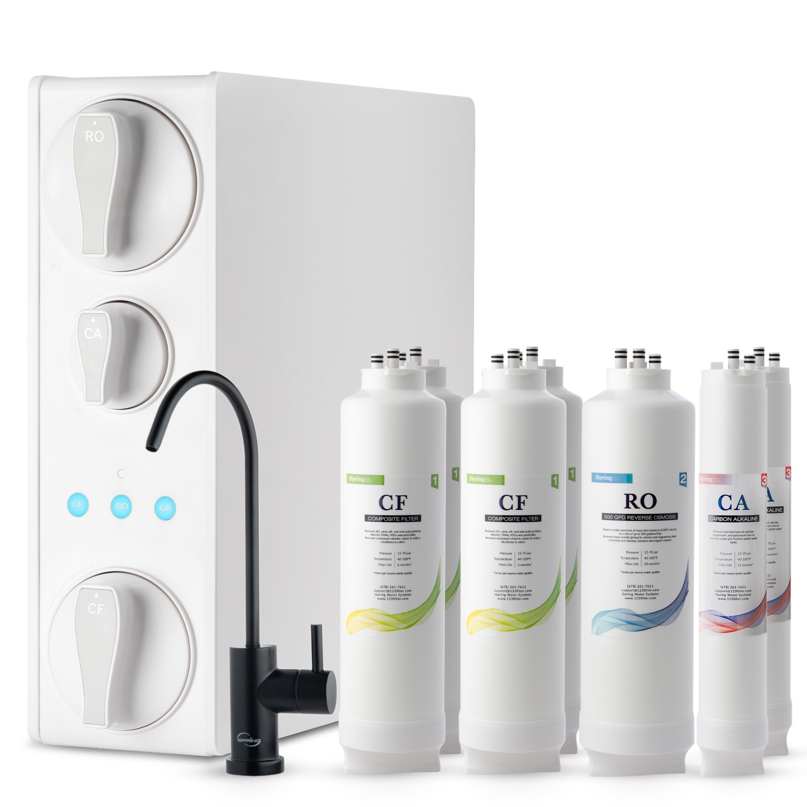 iSpring RO500AK-ORB Tankless RO System, 500 GPD, Alkaline, w/ 2-Year Filter Set