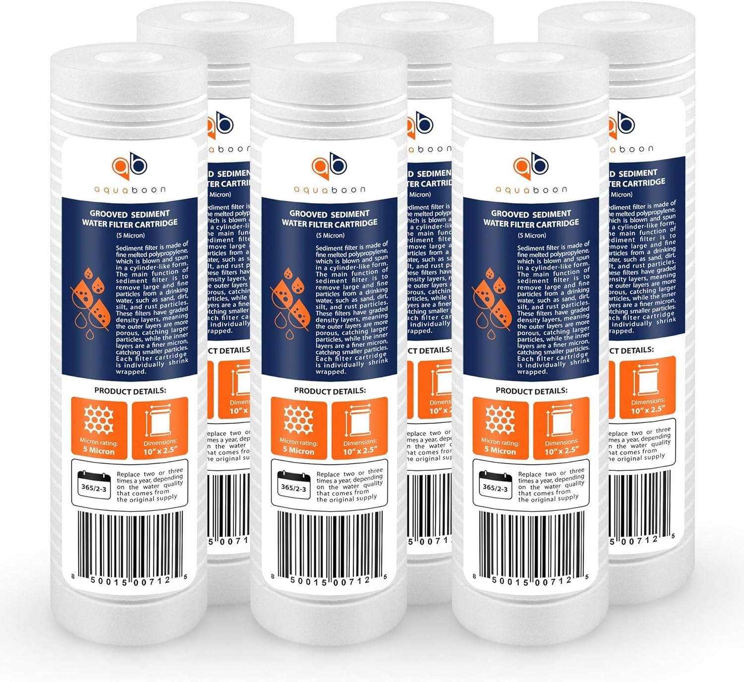Whole House Water Filter Cartridge 10 x 2.5 Inch 5 Micron for Maximum Filtration