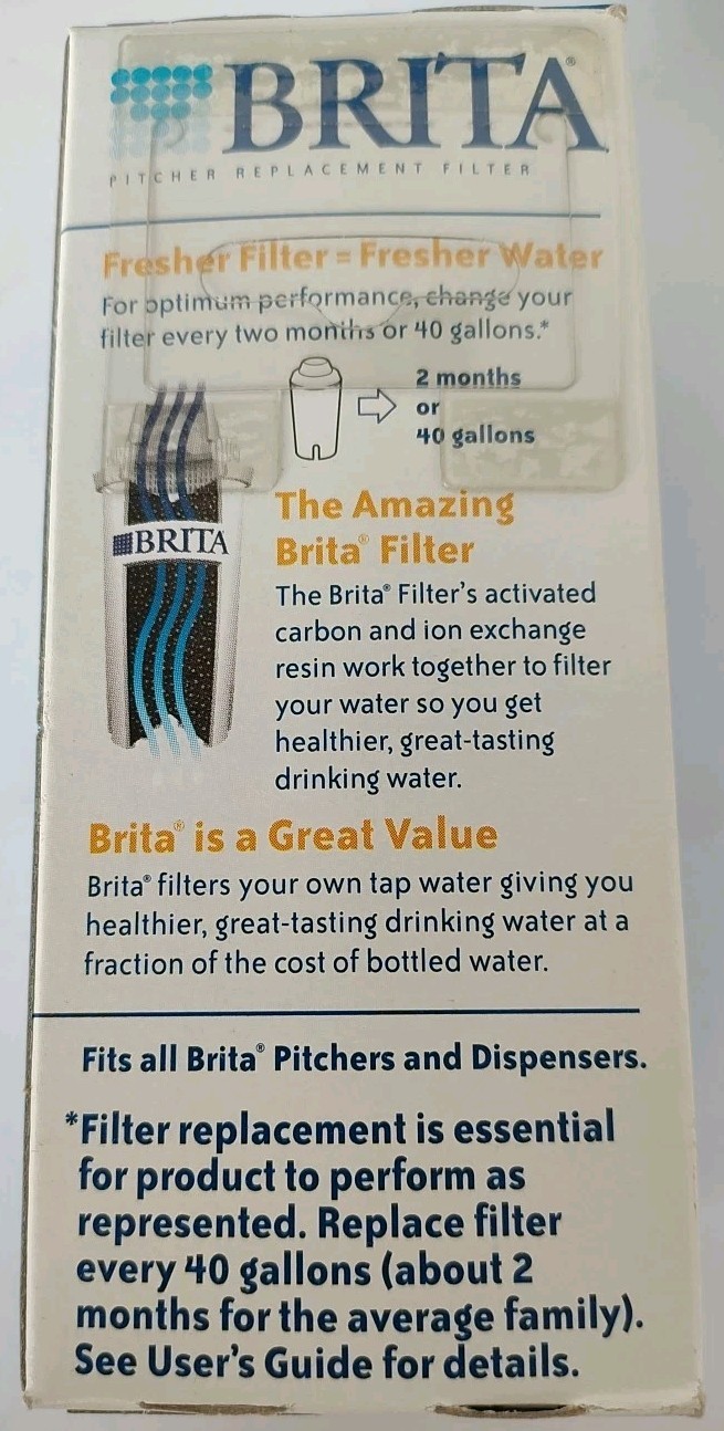 SEALED 2 Pack- Brita Water Replacement Filter 4 Pitchers 40gal Ea Reduce Metals