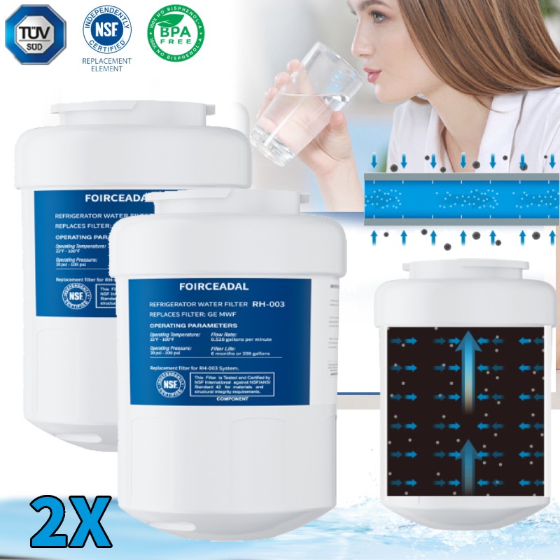 2 PACK GE MWF MWFP 46-9991 GWF Smartwater Replacement Refrigerator Water Filter