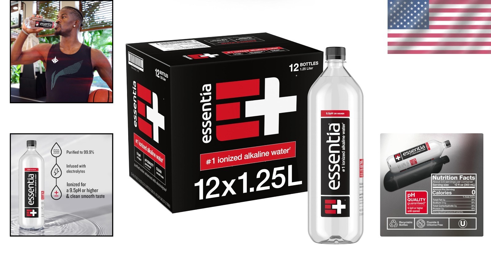 Ionized Alkaline Water 42oz Bottles Pack of 12 High pH Electrolytes