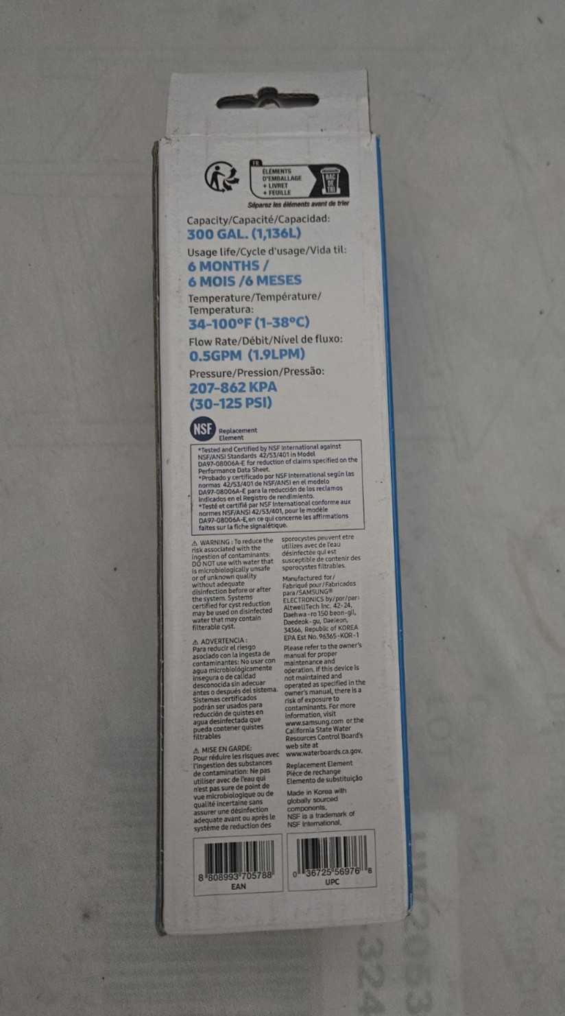 Samsung Refrigerator Water Filter HAF-CIN/EXP DA29-00020B DA97-08006A-E