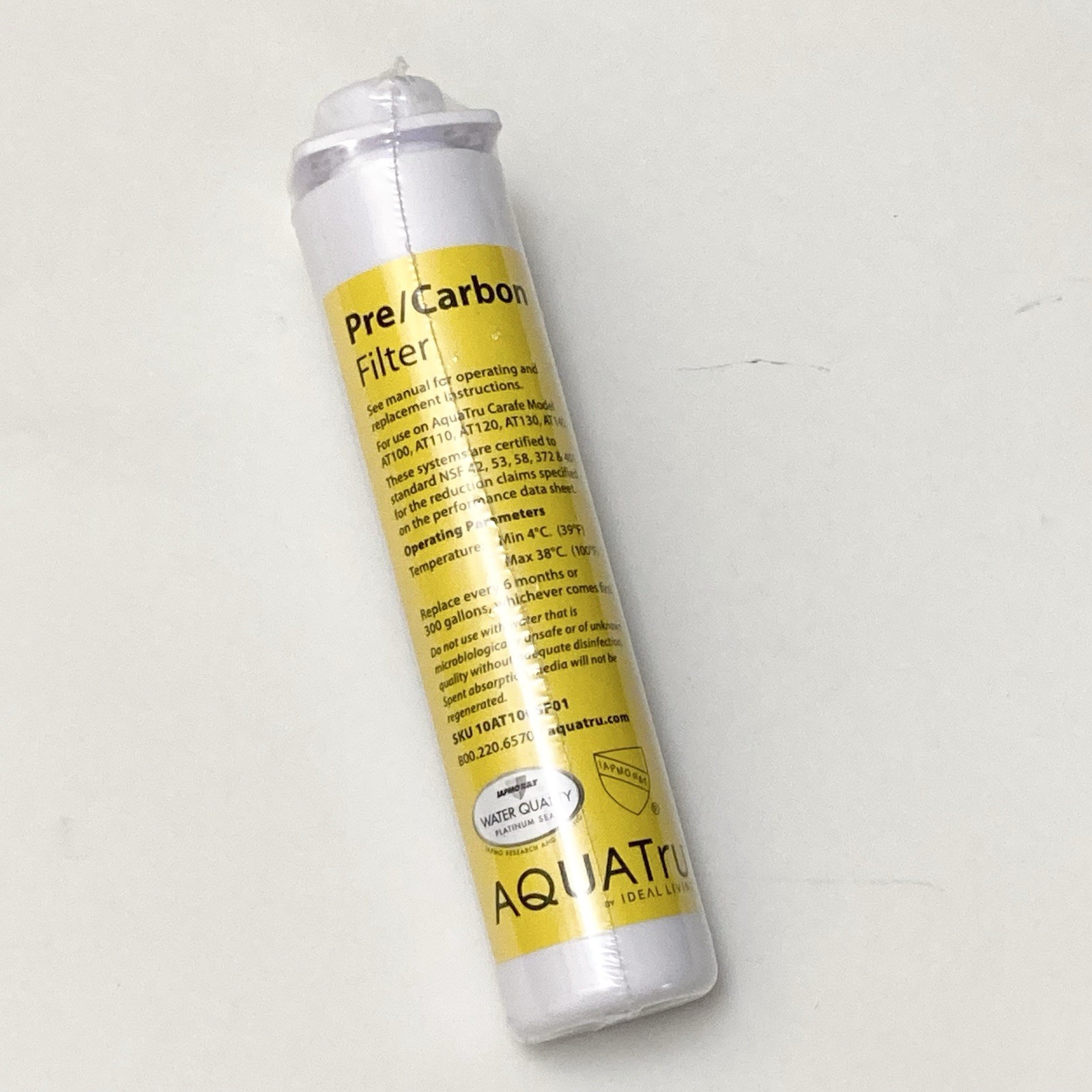 Genuine Sealed AquaTru Carafe AT100 2 Stage Pre/Carbon Filter Yellow