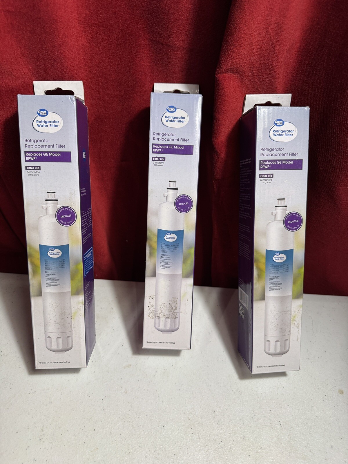3 Great Value Refrigerator Water Filter Replaces GE Model RPWF 6months A41