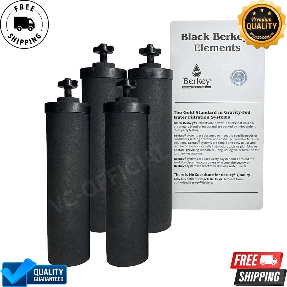 BB9-2 Black Berkey Water Filter Replacement Gravity Purification Elements (4PK)