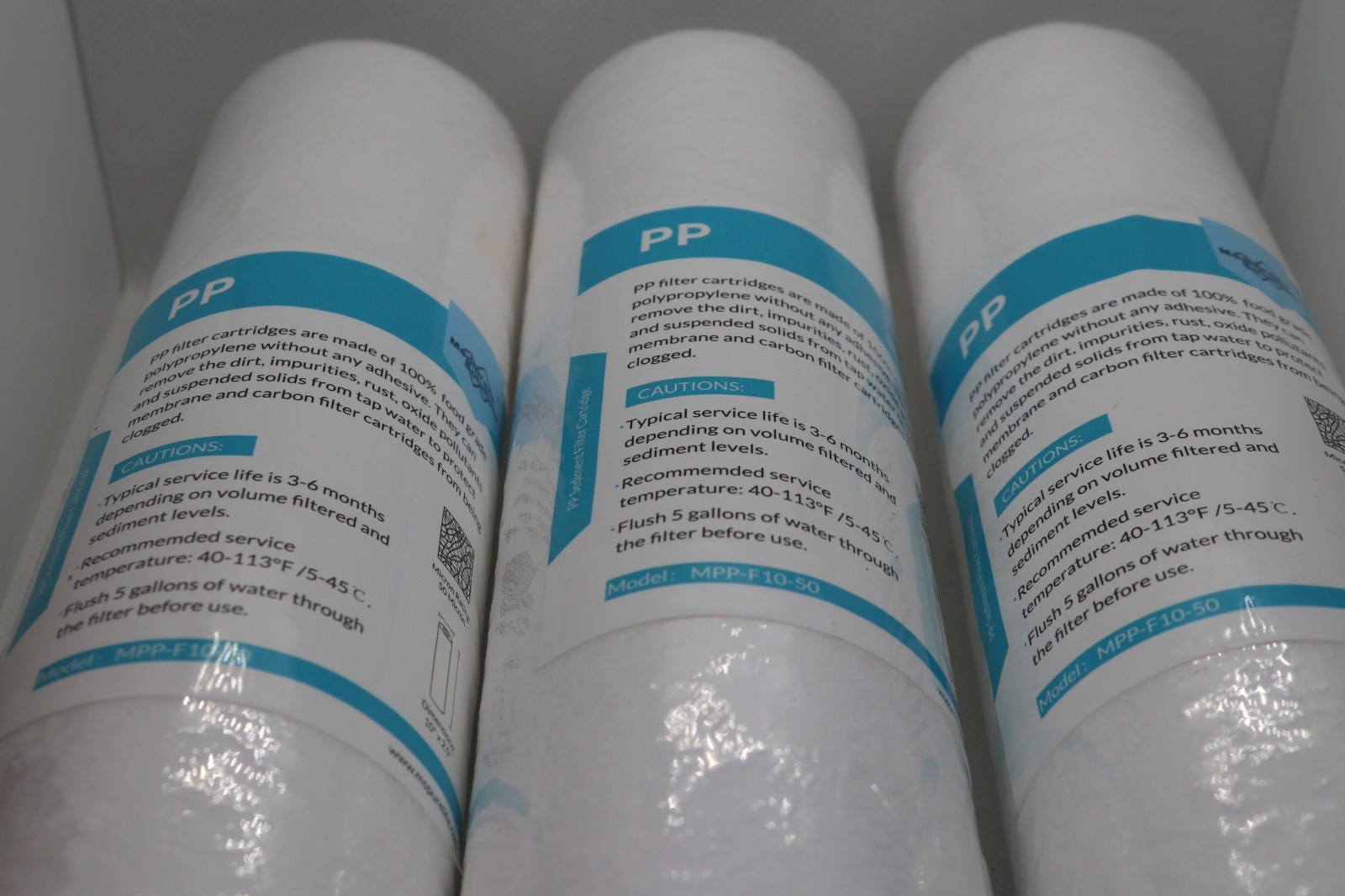 Membrane Solutions 10″ X 2.5″ PP filter cartridges, Qty of 3, MPP-F10-50