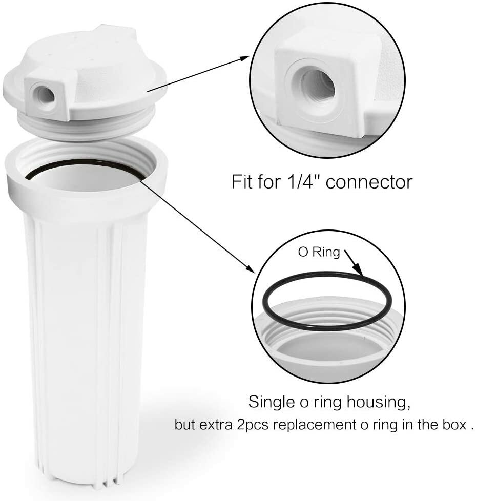 Geekpure 10 Inch Reverse Osmosis RO Filter Housing -1/4″ Port-Fit for 2.5″x10″-3