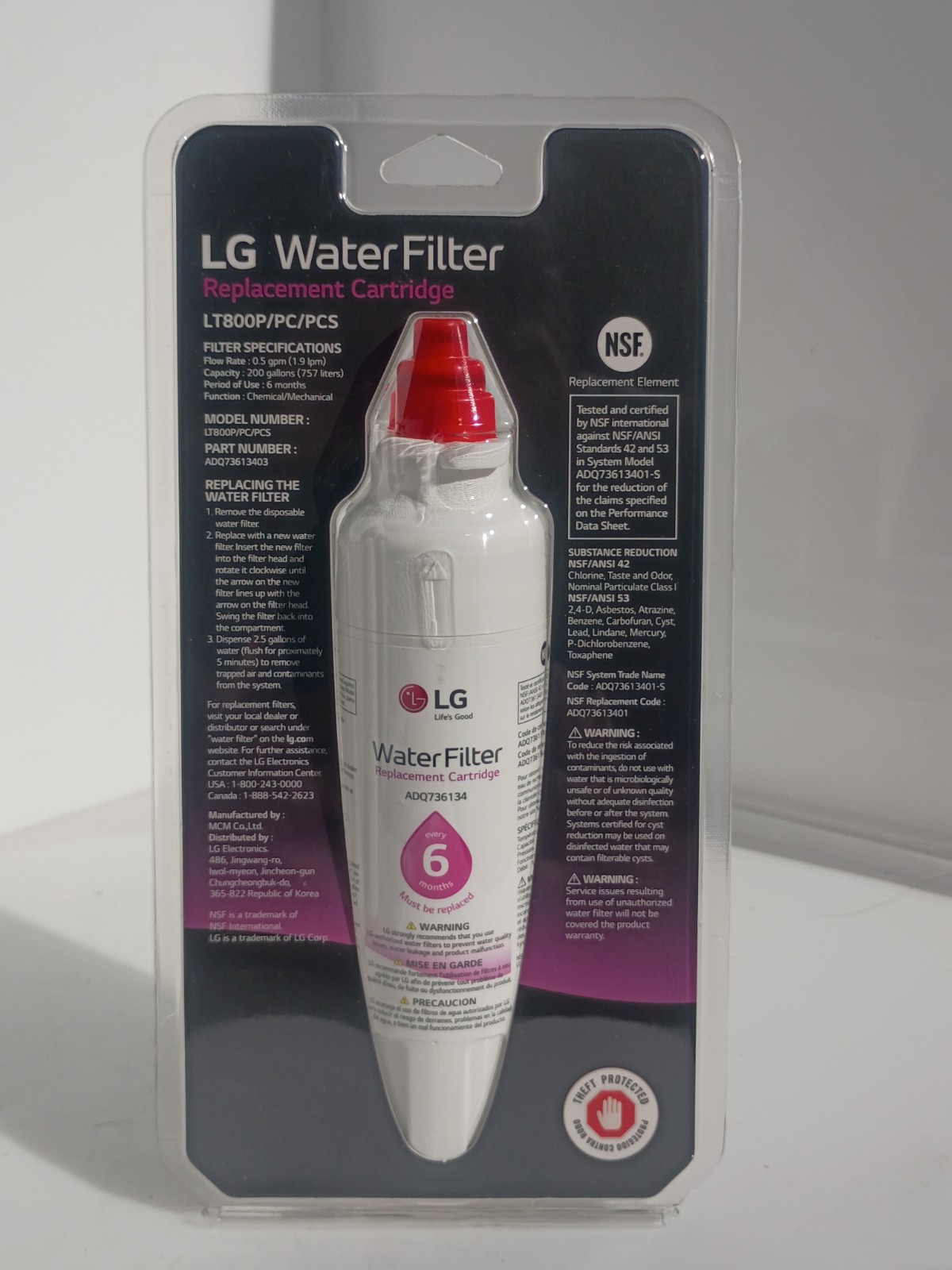 LG LT800P Refrigerator Water Filter ADQ73613403 Fits Kenmore 9490 NSF OEM 3 Pack