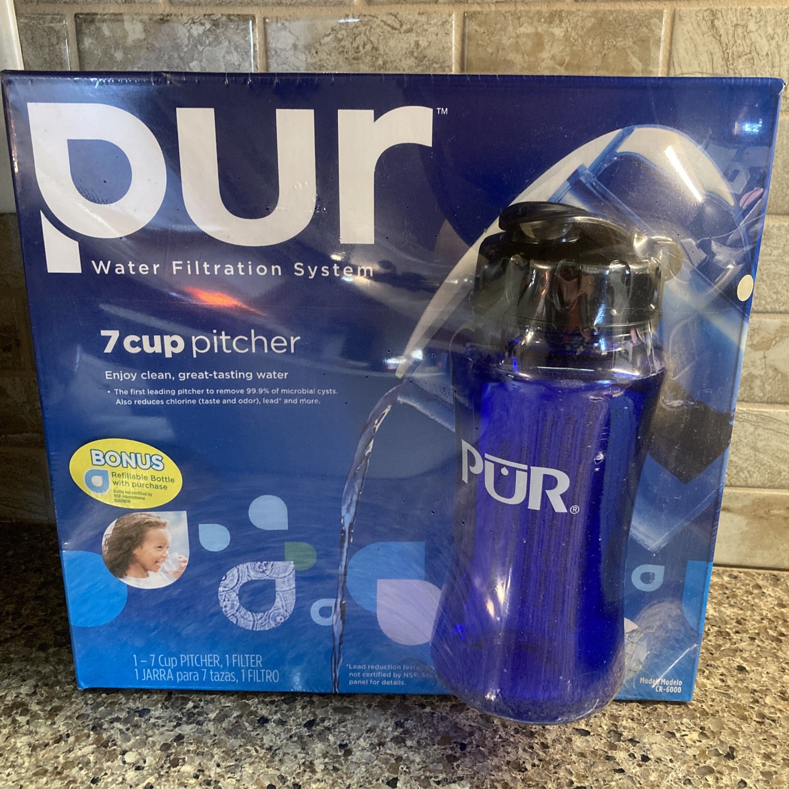 PUR 7 Cup Water Pitcher Filtration System Filters Chlorine & Mercury