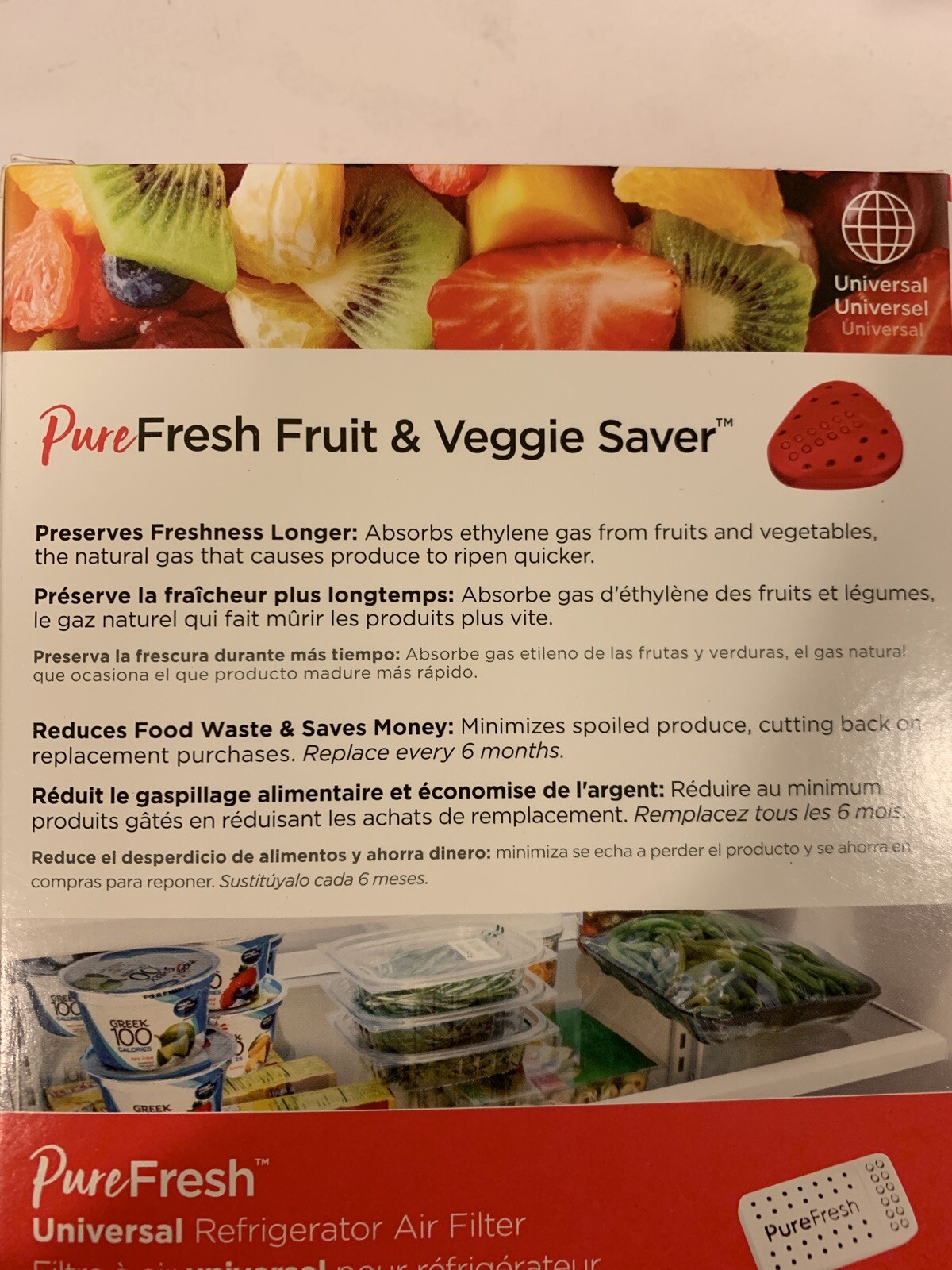 2 PACK FRIGIDAIRE Pure Fresh 2-in-1 Refrigerator Filter Combo+Fruit&Veggie Save