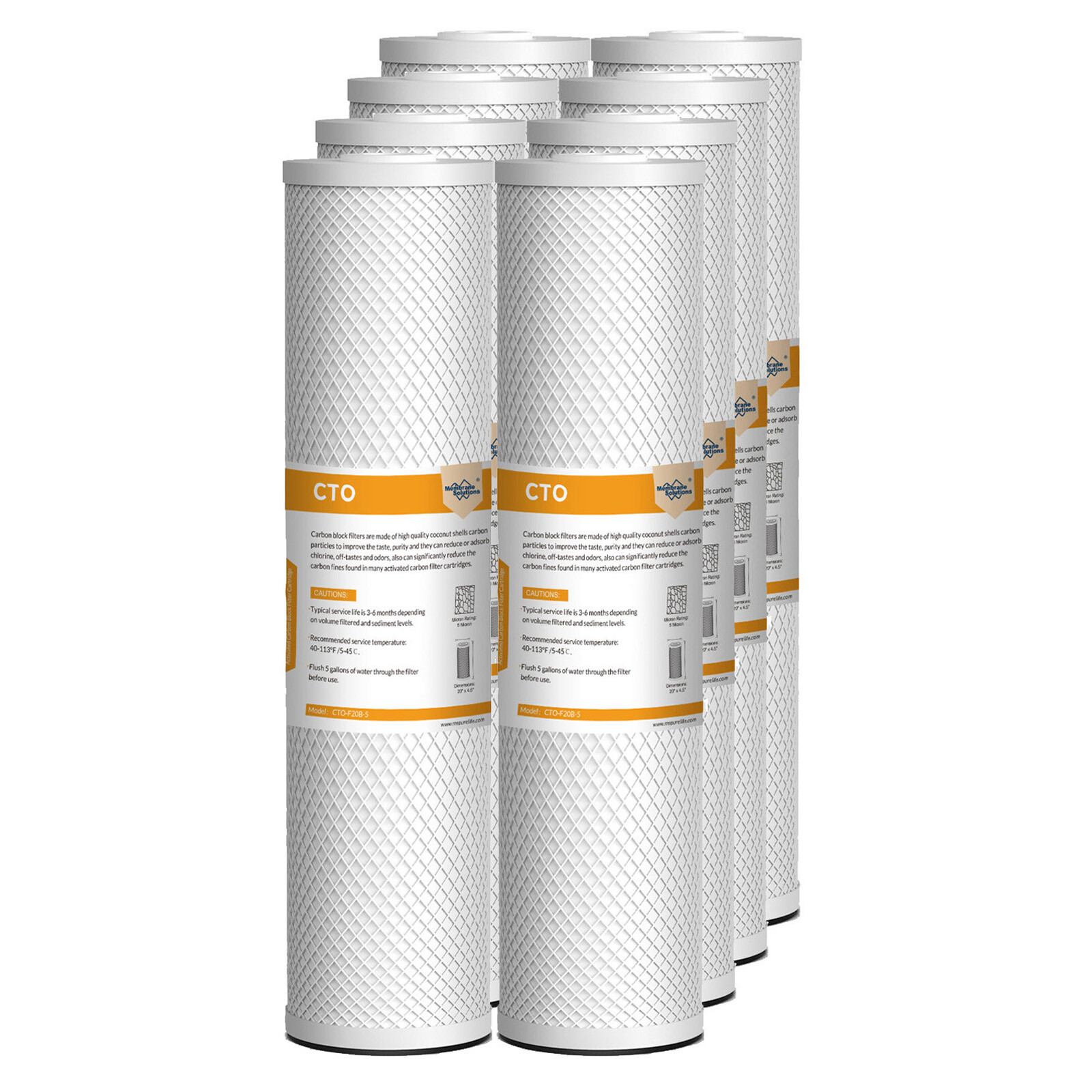5 Micron 20″ x 4.5″ Big Blue CTO Carbon Block Water Filter Whole House 1-8 Pack