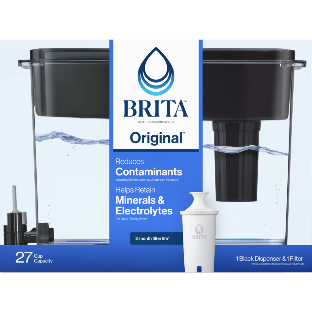 Brita UltraMax, 27 Cup Large Water Filter Dispenser, Fridge Purifier, Black New