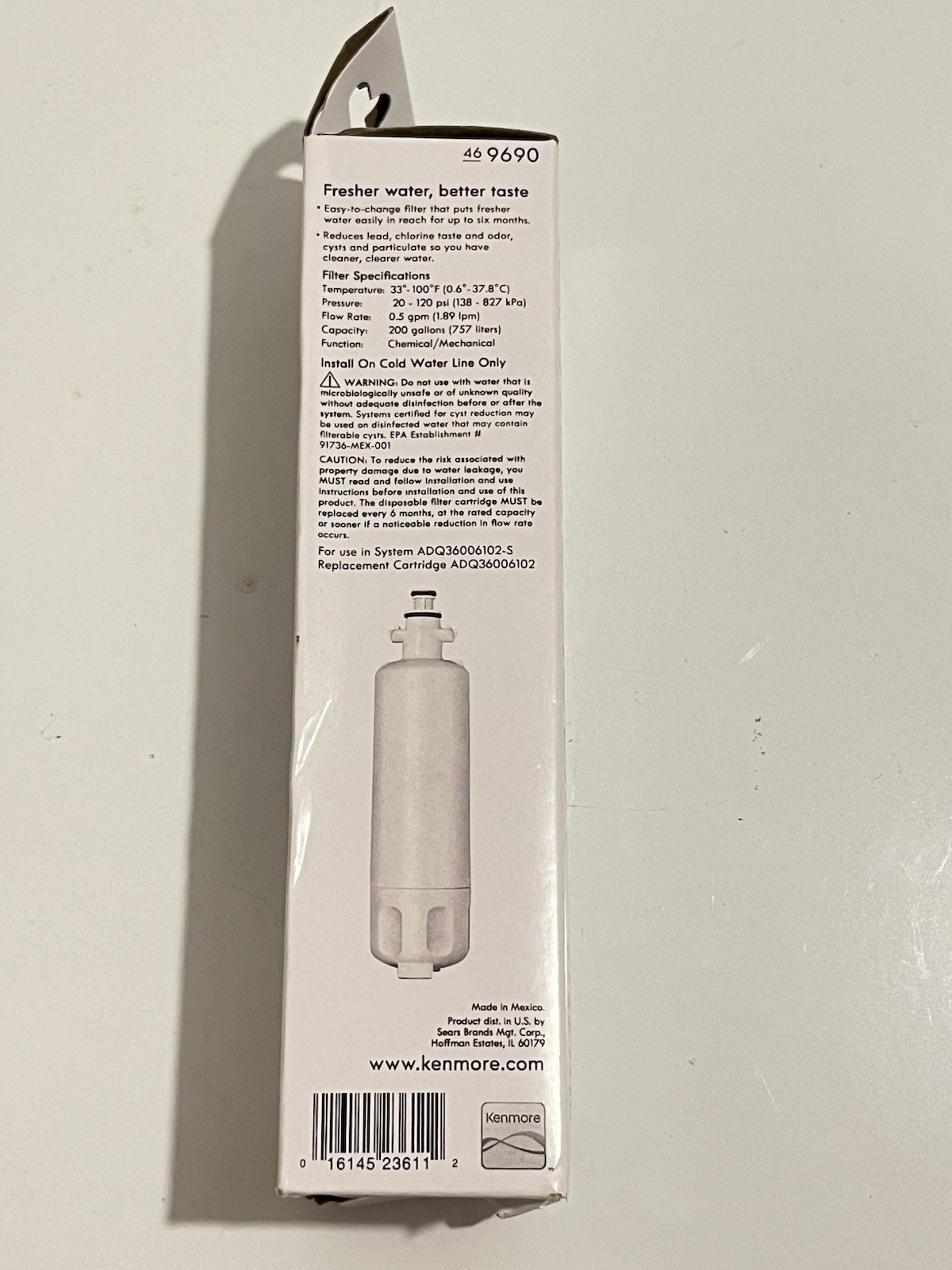 Kenmore Clear 46-9690 Refrigerator Water Filter NEW Sealed