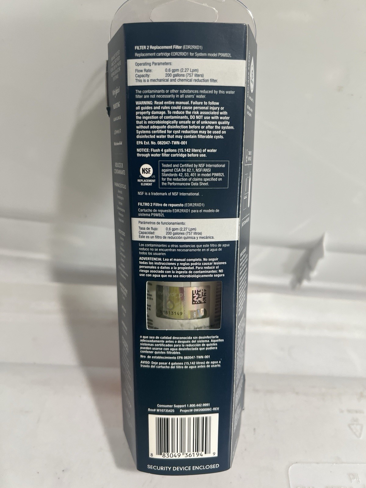 Ice and Water Refrigerator Filter 2 EDR2RXD1 Single NEW