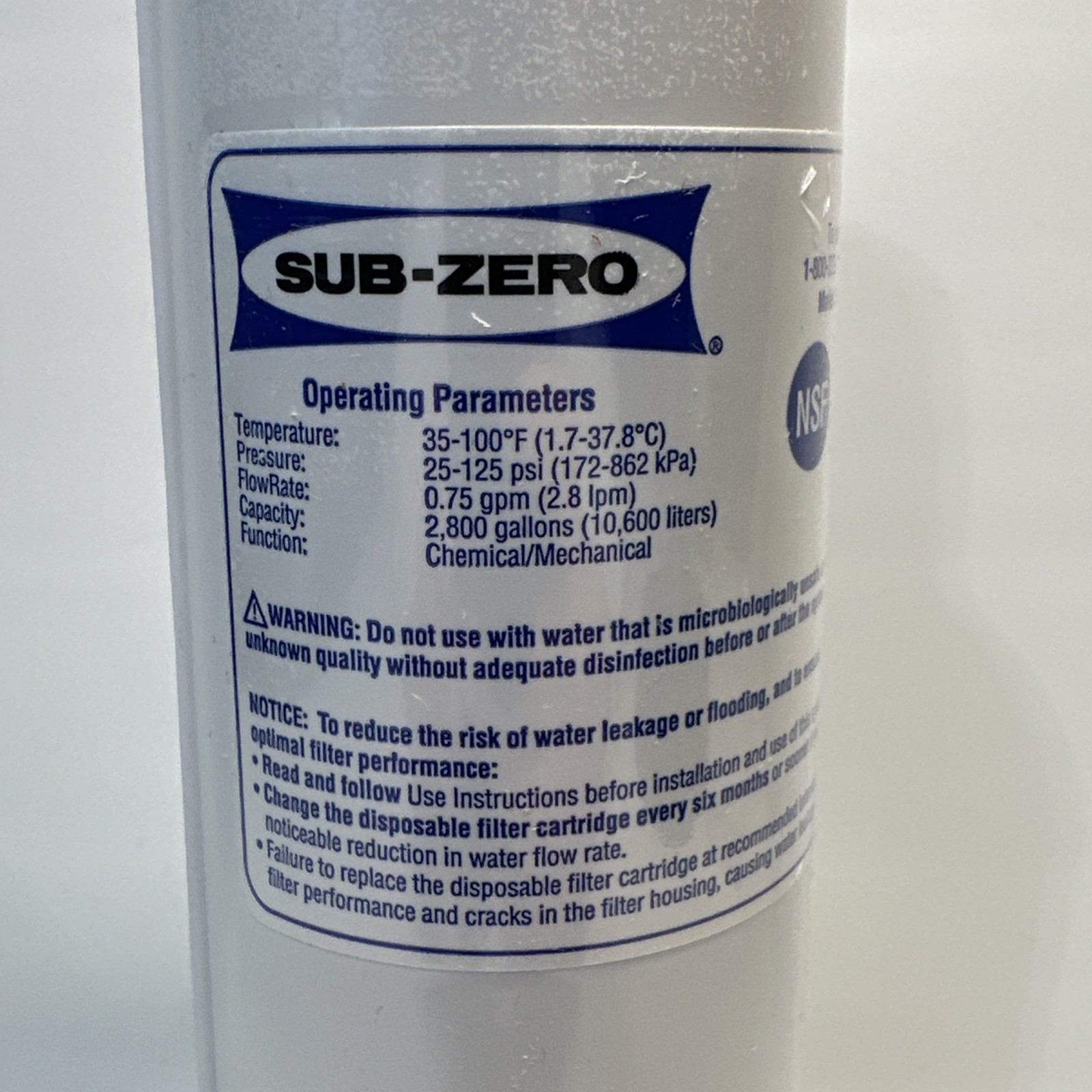 Sub-Zero 7012333 Ice Maker Water Filter UC-15 NSF Rated New Sealed
