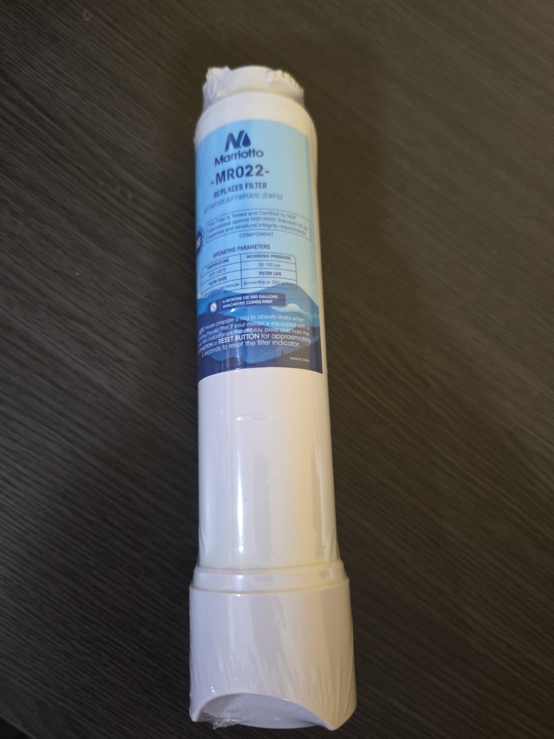 New/Sealed Marriotto MR022 Replacement Refrigerator Water Filter White Free Ship