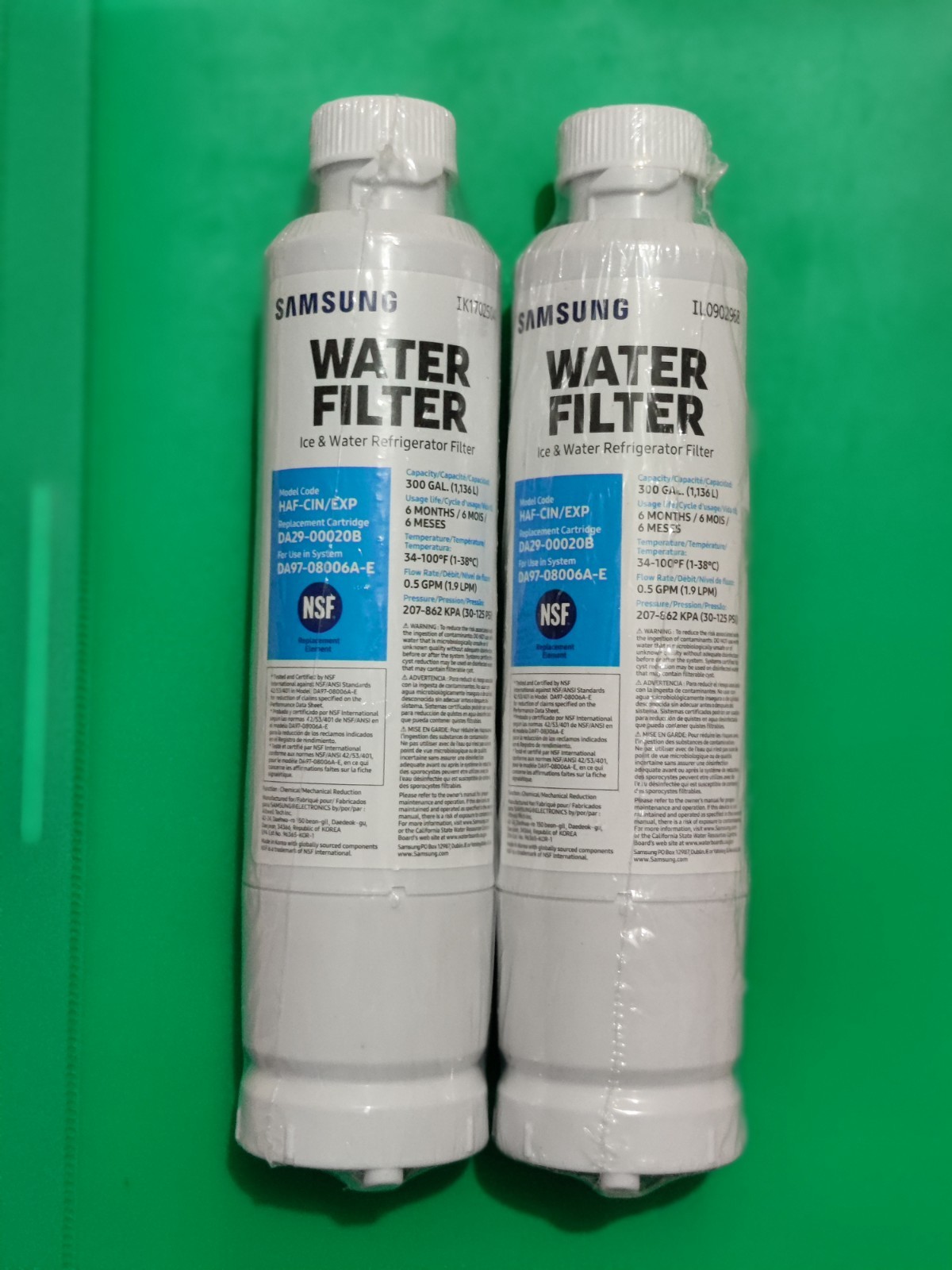 2 Pack Genuine Samsung DA29-00020B HAF-CIN/EXP-REFRIGERATOR Water Filter